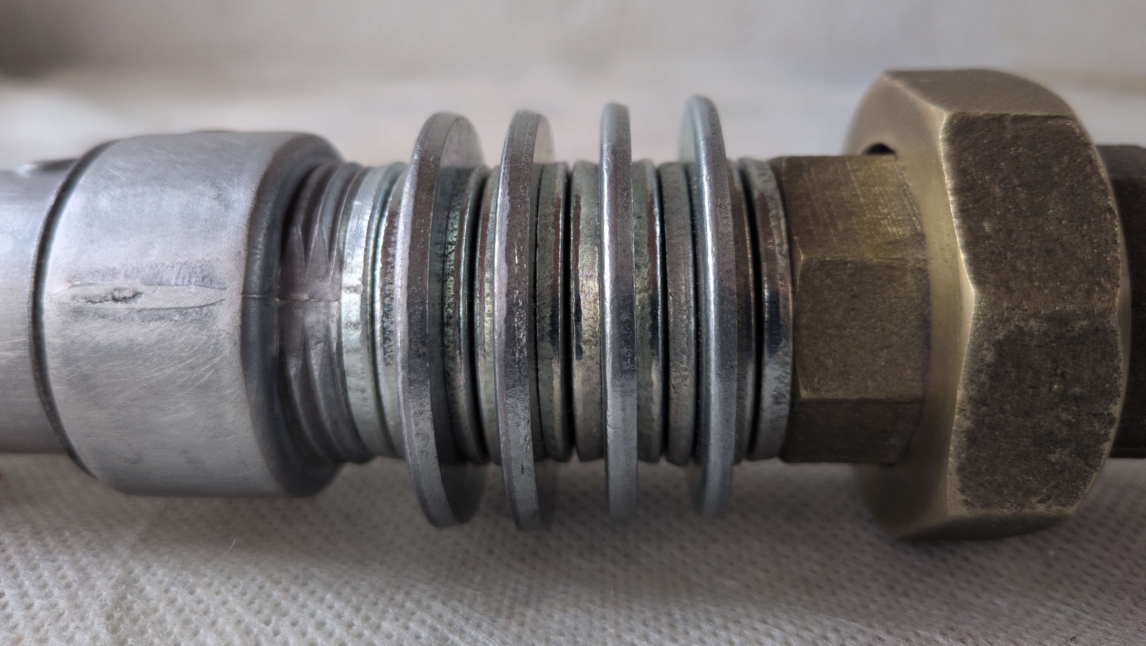 close up of stacked washers