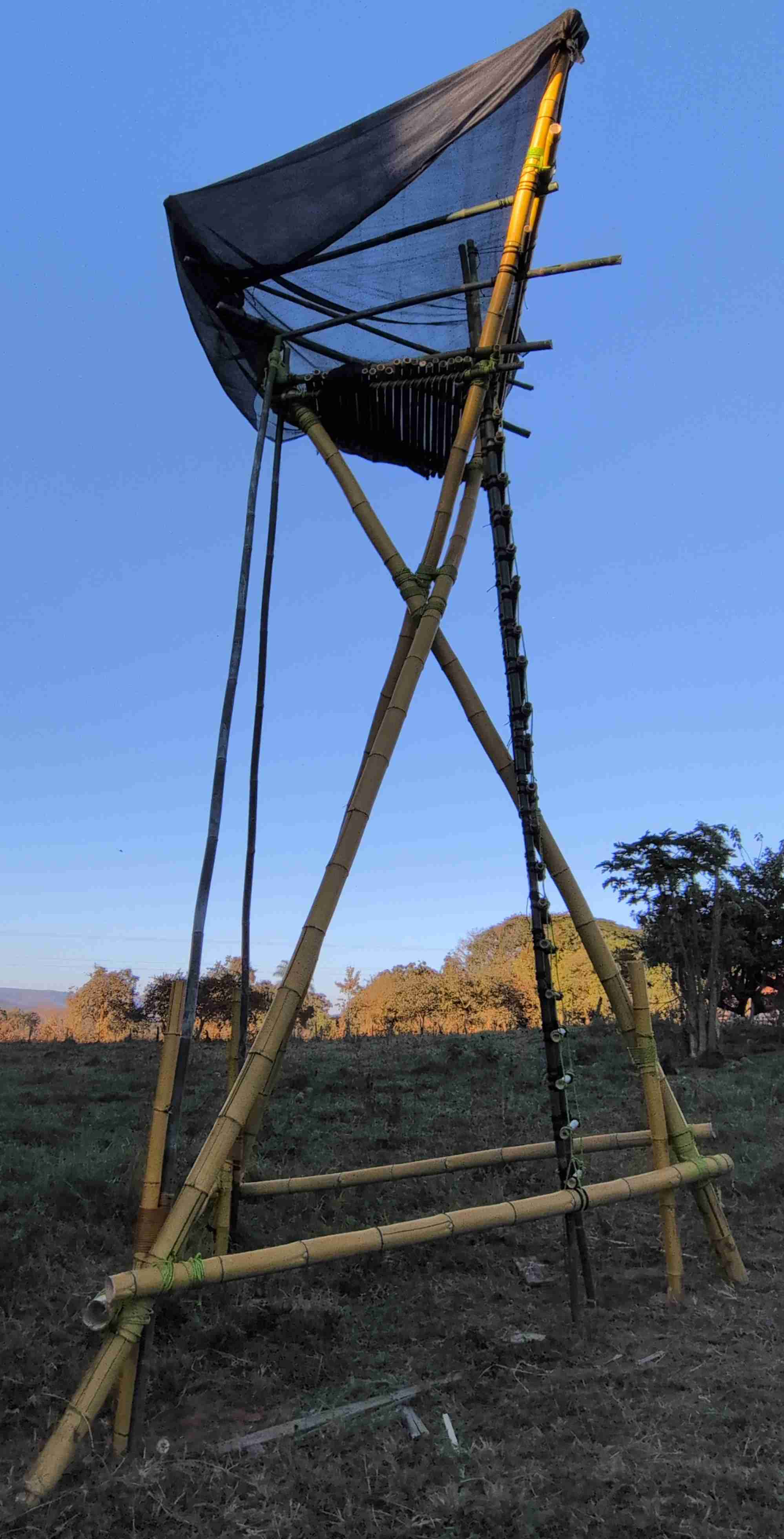 Profile of finished tower showing the sun shade and the structural reinforcements
